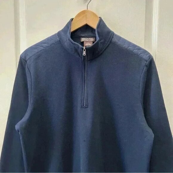 Michael Kors Mens Sweater 1/4 Zip Pullover Cotton Blend Navy Blue Size Medium - Picture 5 of 16